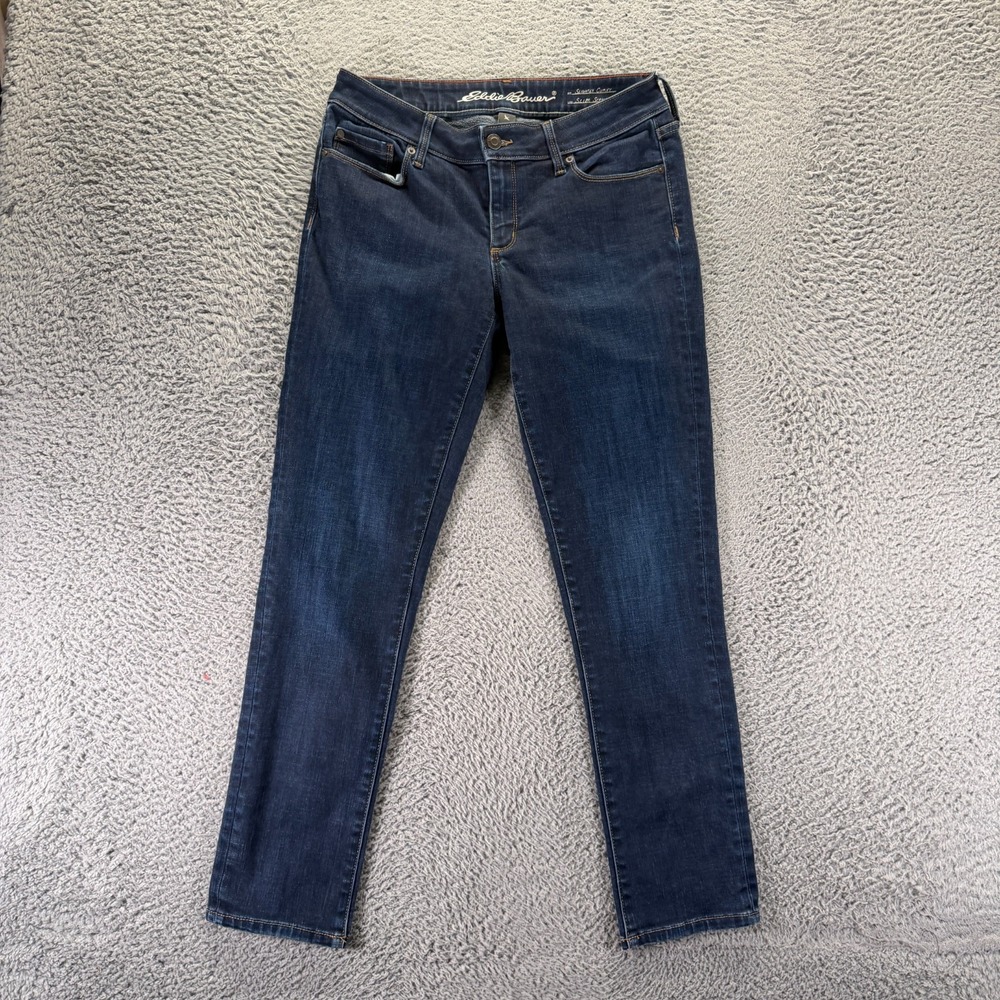 Eddie Bauer Jeans Women's 6 Blue Cotton Denim Straight Leg Curvy Slim Stretch